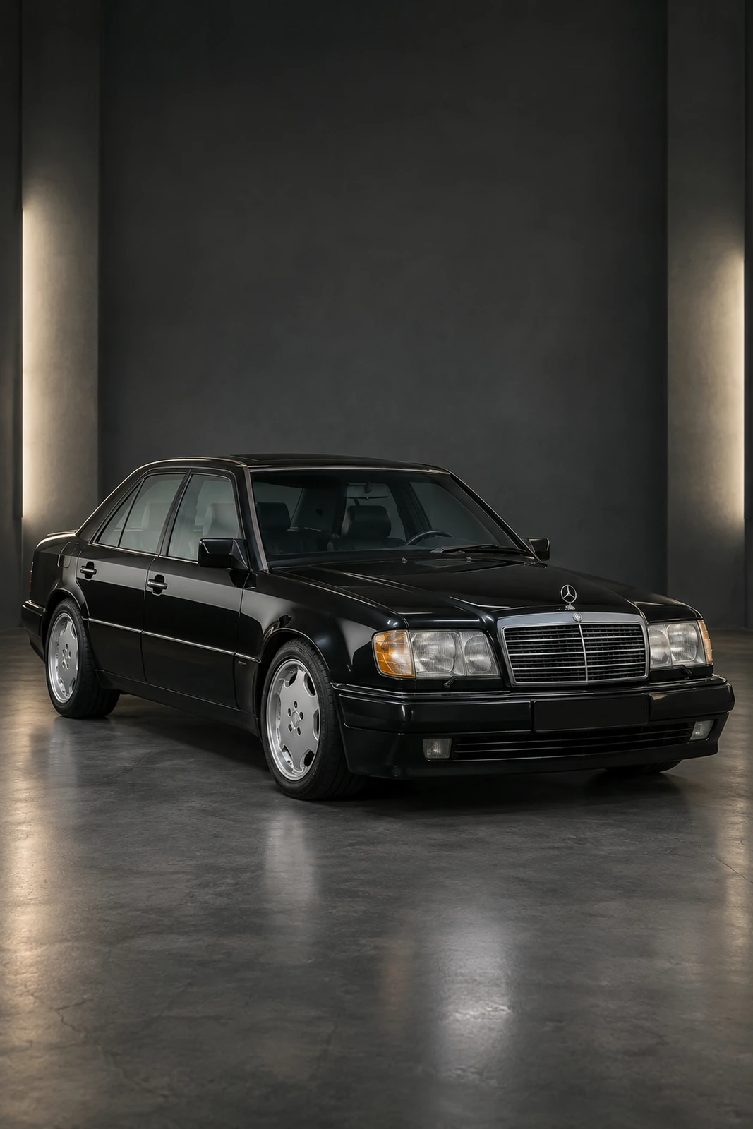 АВТО 1007629 чёрный Mercedes 500E W124 в студии