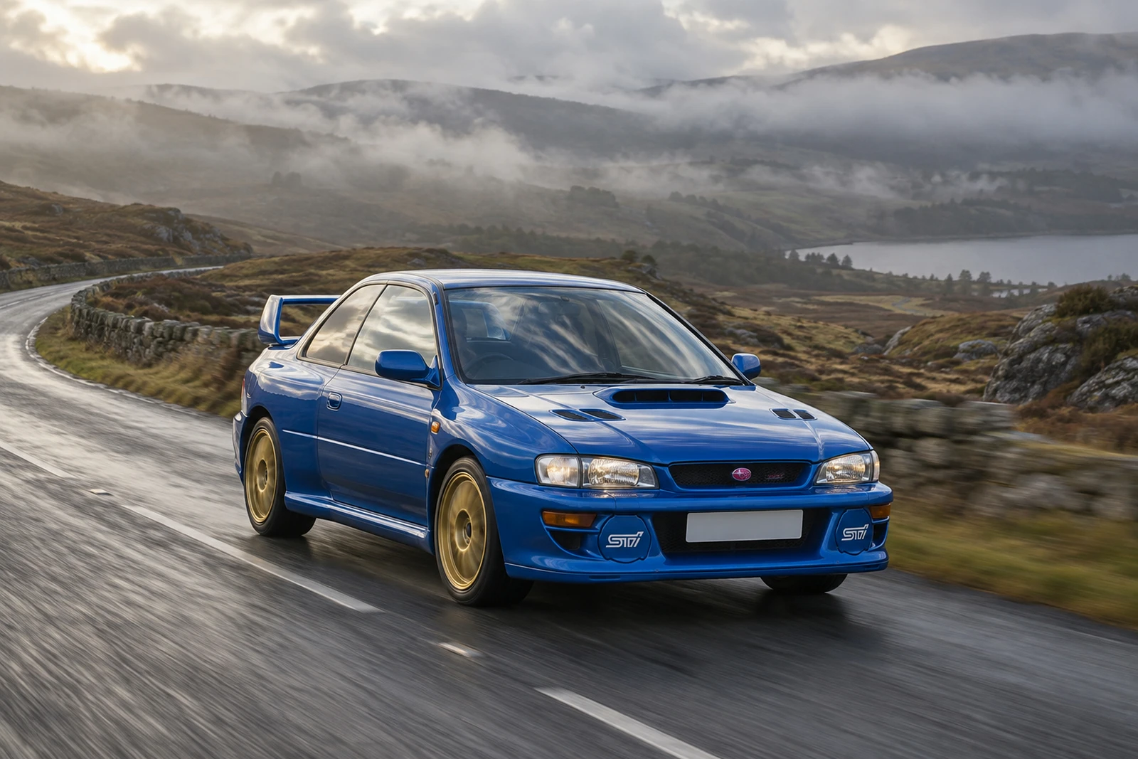 АВТО 1008610 Субару Impreza 22B синий Туманная дорога Коннемары