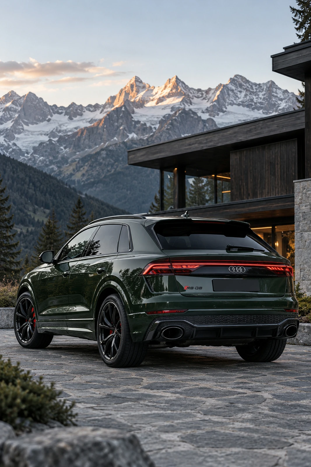 АВТО 1007573 зелёный Audi RS Q8 у горного шале