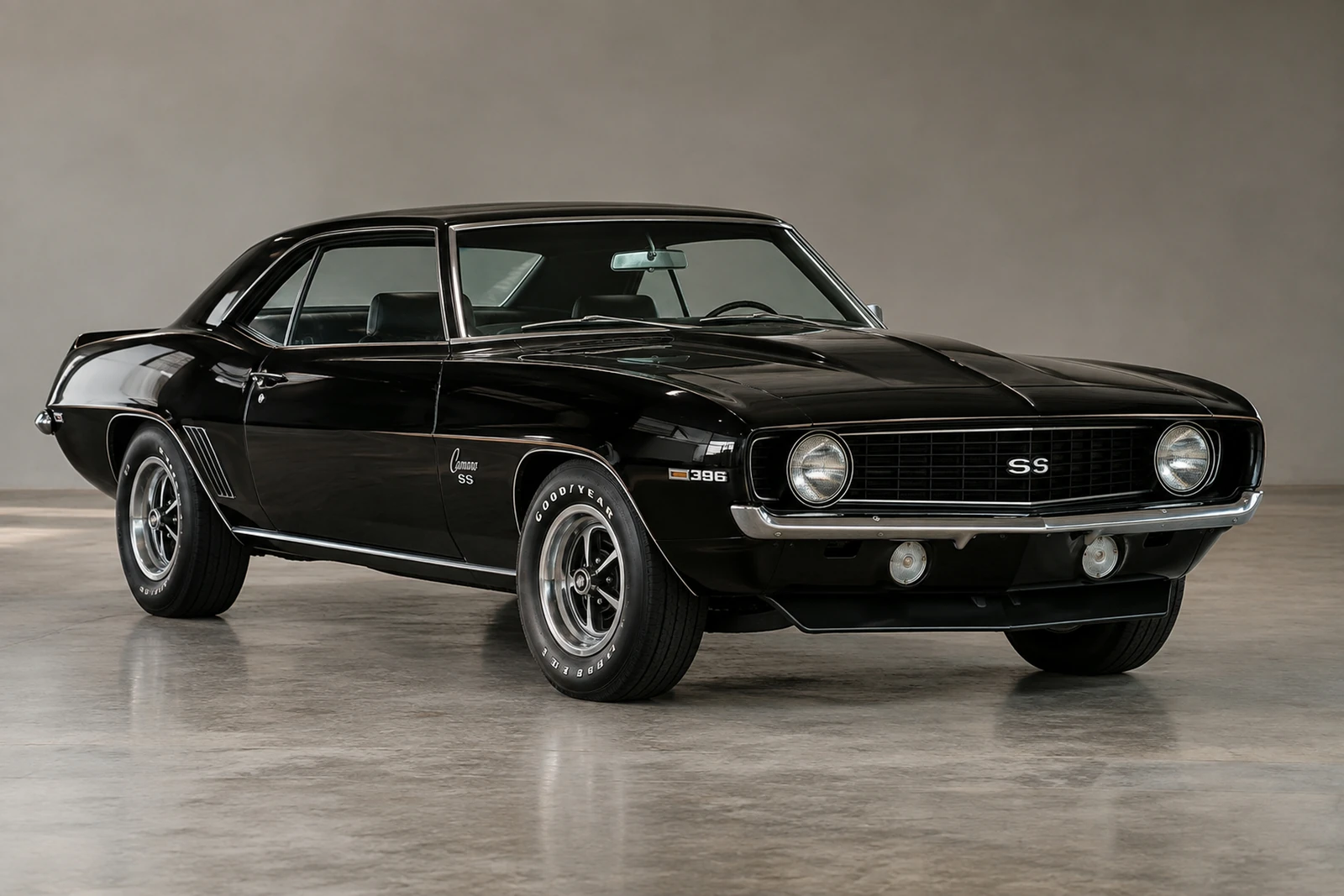 АВТО 1007654 чёрный Chevrolet Camaro SS 1969 в студии