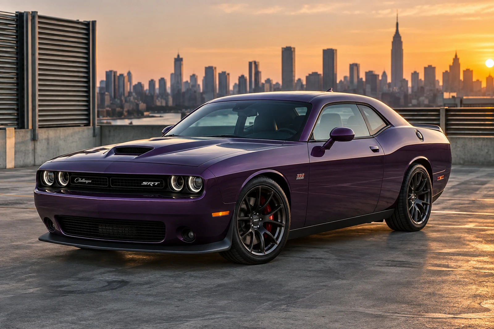 АВТО 1008464 Додж Challenger SRT392 фиолетовый Нью Йорк крыша паркинга