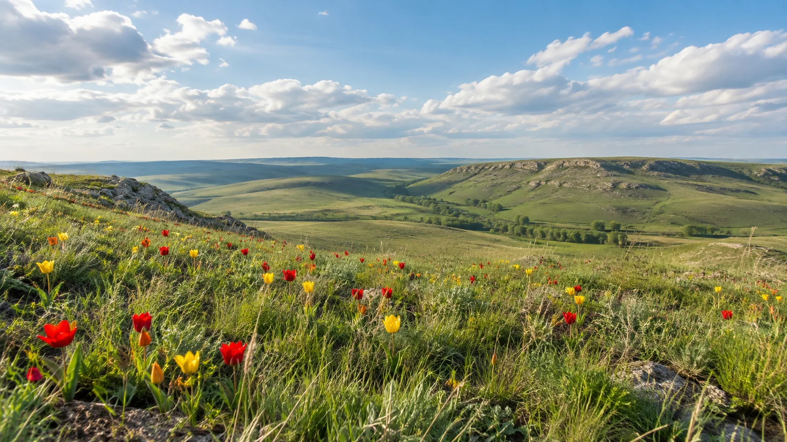 ПРН 1000497 Башкирия — тюльпаны в весенней степи