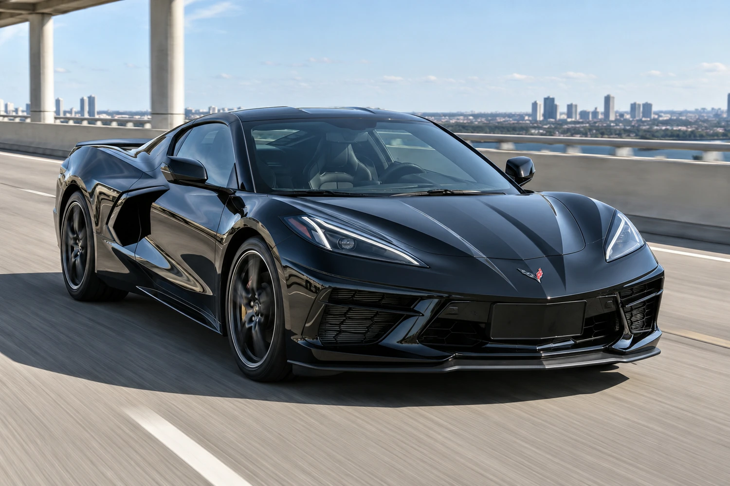 АВТО 1007173 Chevrolet Corvette C8 чёрный лёгкая эстакада