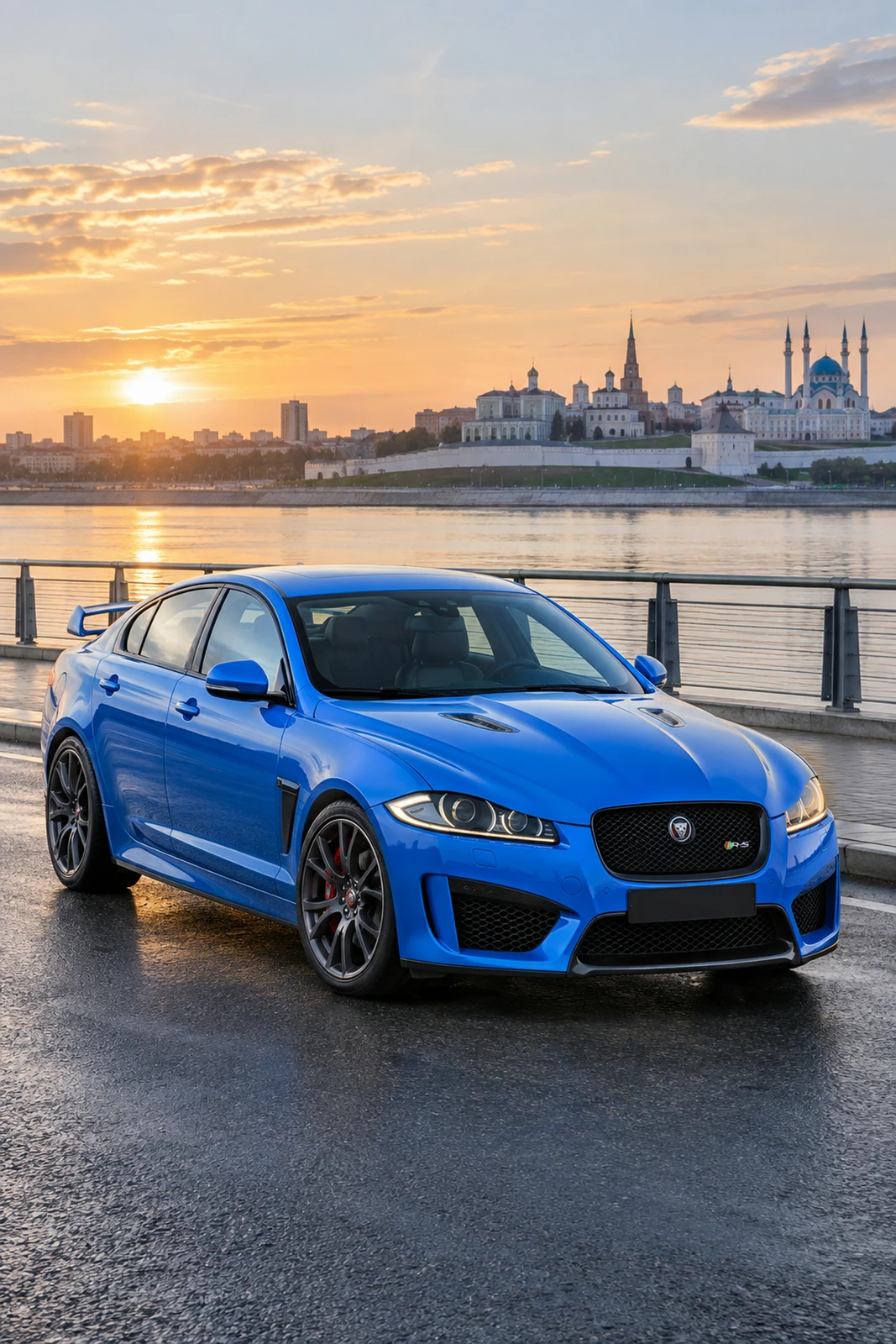 АВТО 1008503 Ягуар XFRS синий Казань набережная утро