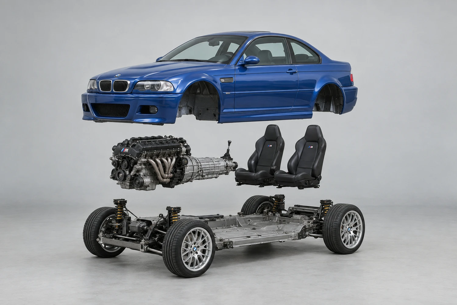 АВТО 1006726 BMW M3 E46 лазурный разбор конструкции