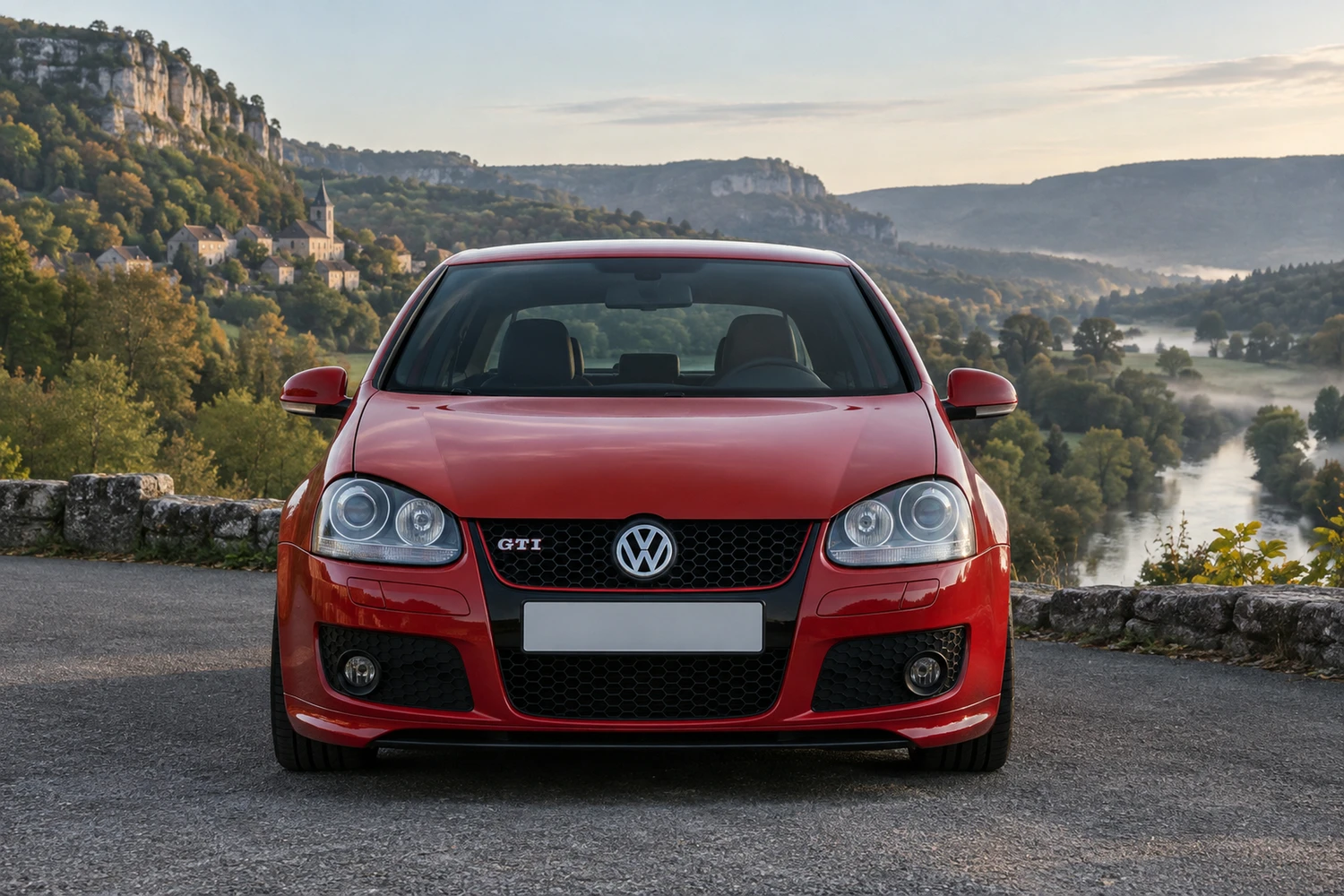 АВТО 1007387 Volkswagen Golf GTI Mk5 красный утро в долине