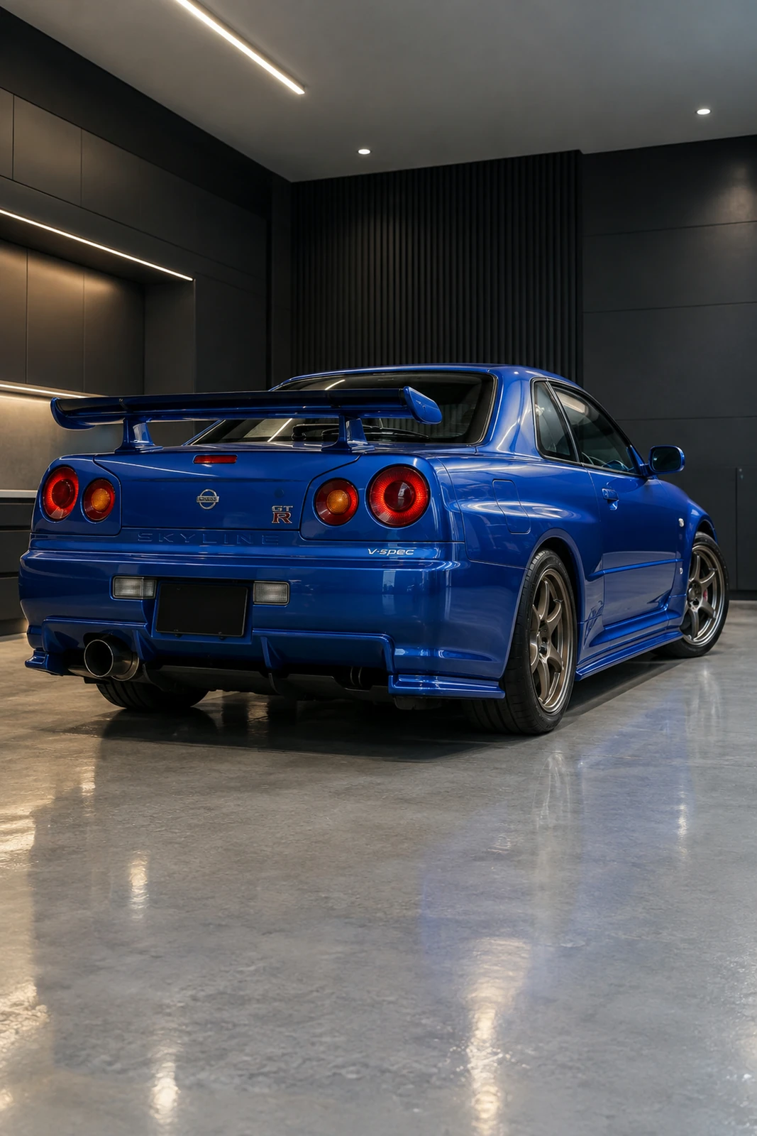 АВТО 1007593 синий Nissan Skyline GT R R34 в чистом гараже