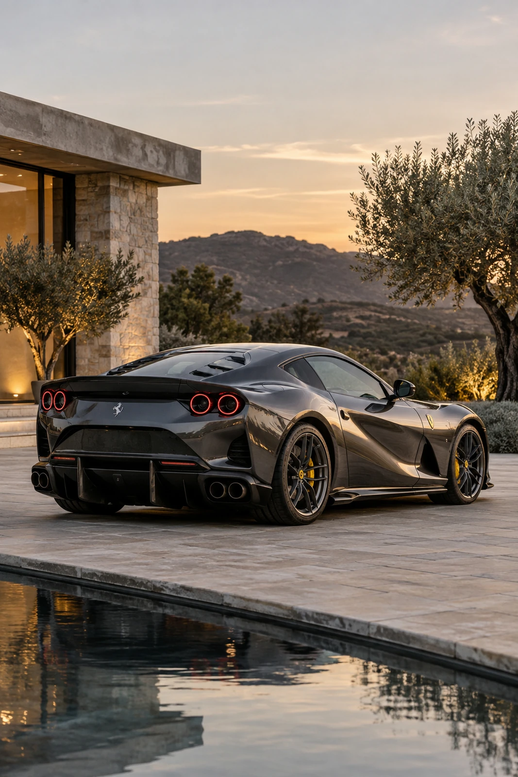 АВТО 1007665 серый Ferrari 812 Competizione у виллы