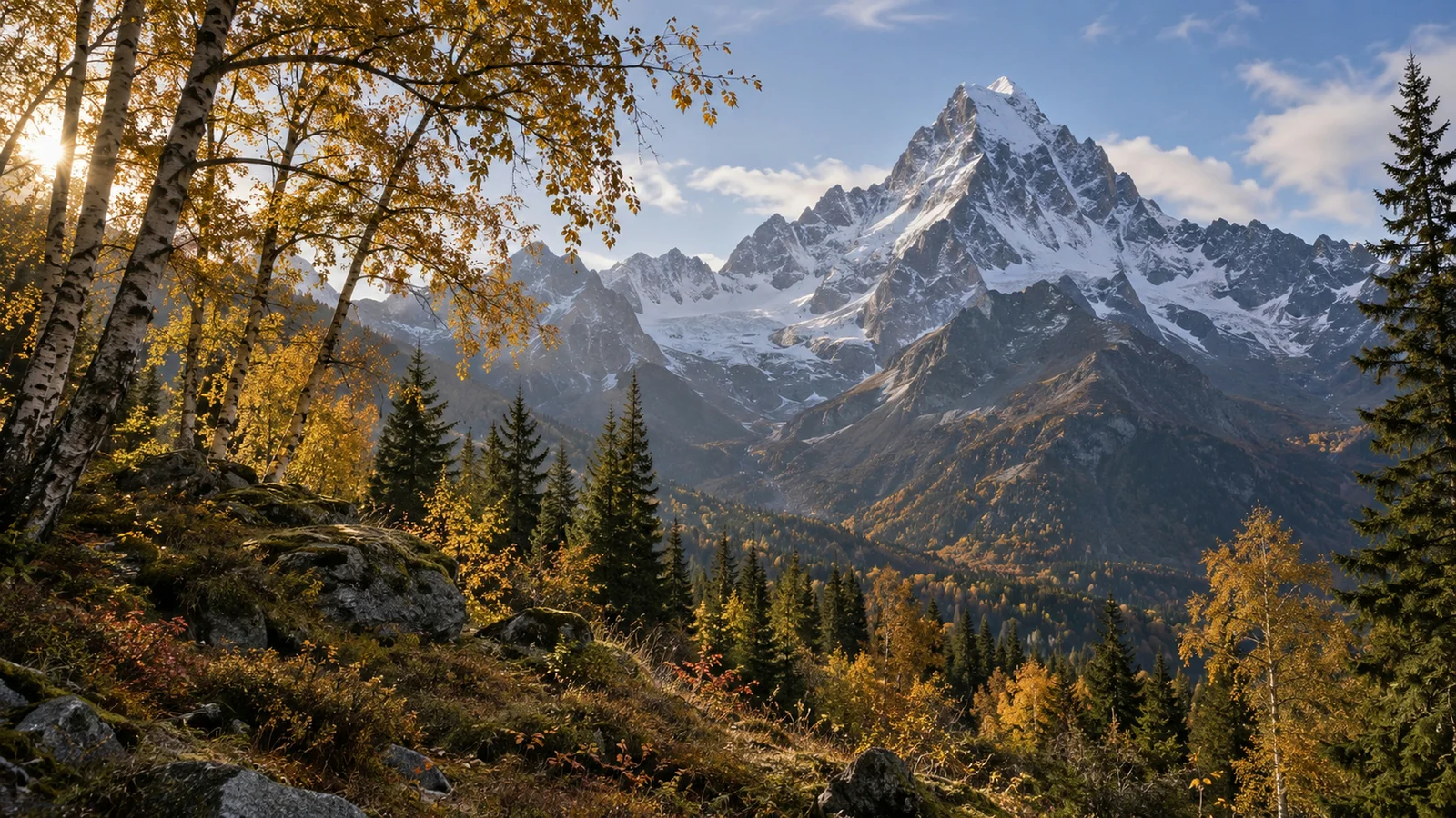 ПРН 1000193 Домбай — осенний свет у Белалакая
