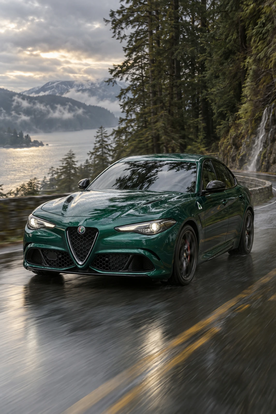АВТО 1008655 Альфа Ромео Giulia QV зелёный Дождевой лес Ванкувера