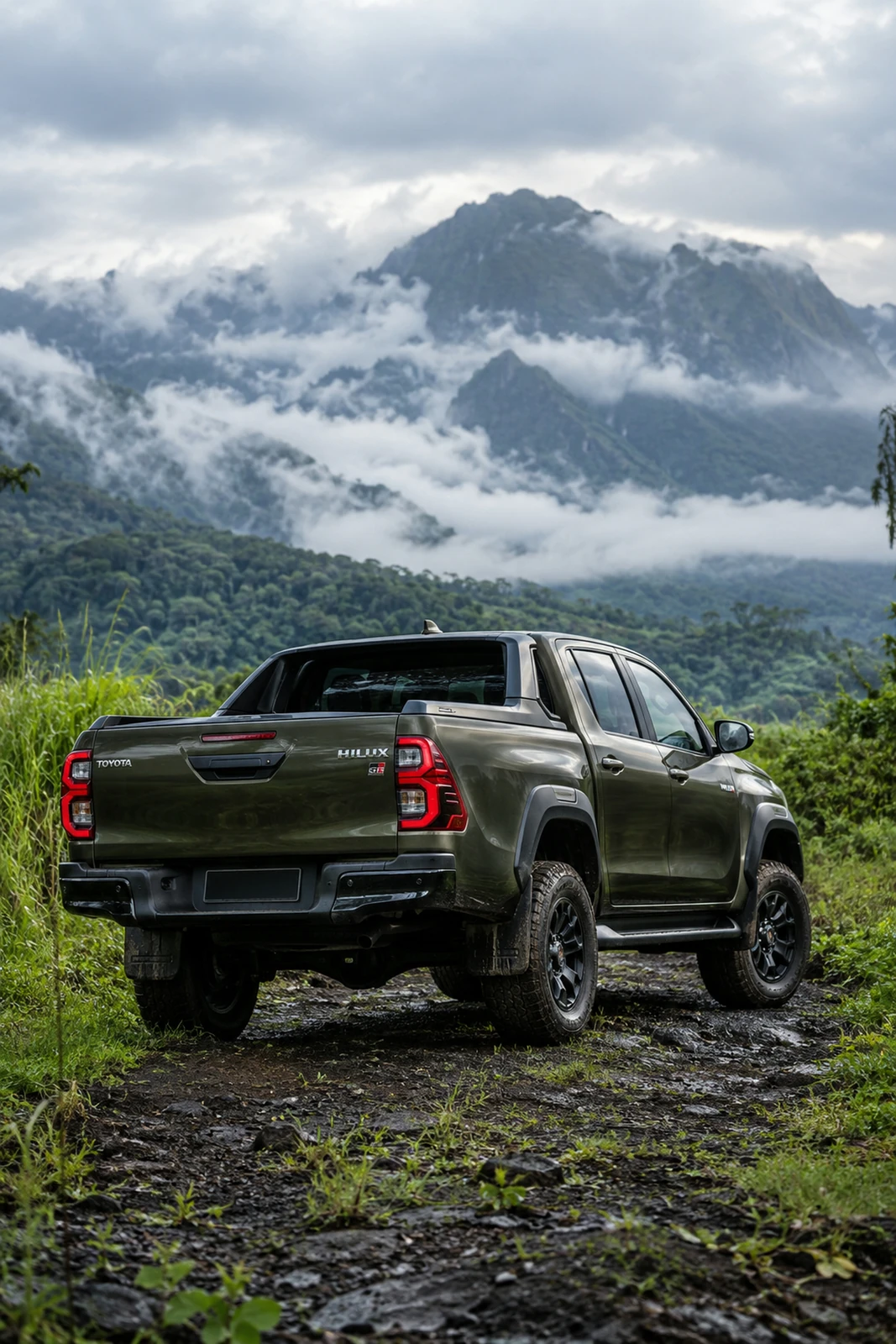 АВТО 1007601 зелёная Toyota Hilux в тропическом нагорье