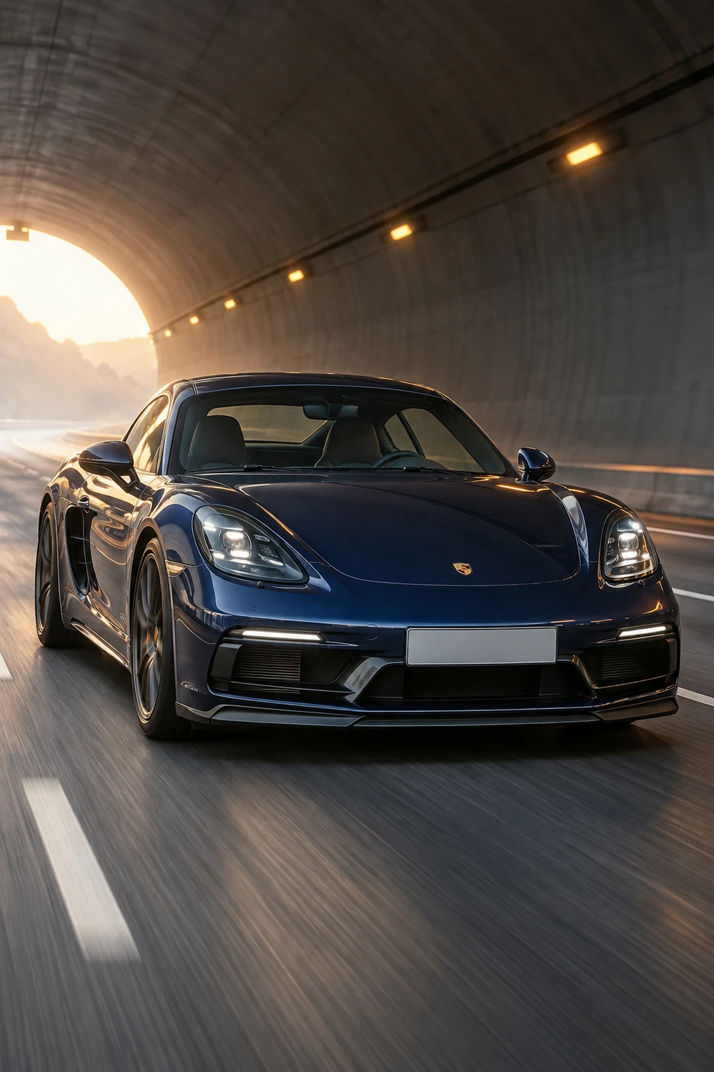 АВТО 1007140 Porsche 718 Cayman GTS тёмно синий тоннель с лампами