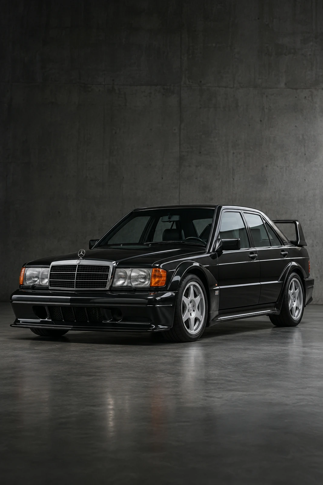 АВТО 1007589 чёрный Mercedes 190E Evo II в тёмной студии