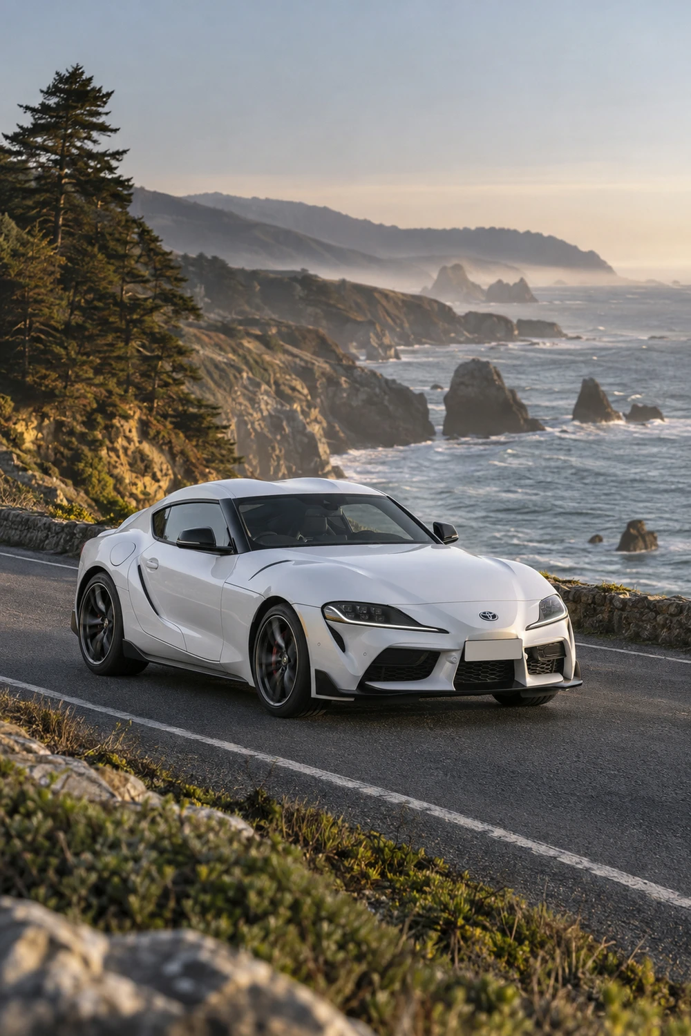 АВТО 1007451 Toyota GR Supra A90 белый прибрежная дорога