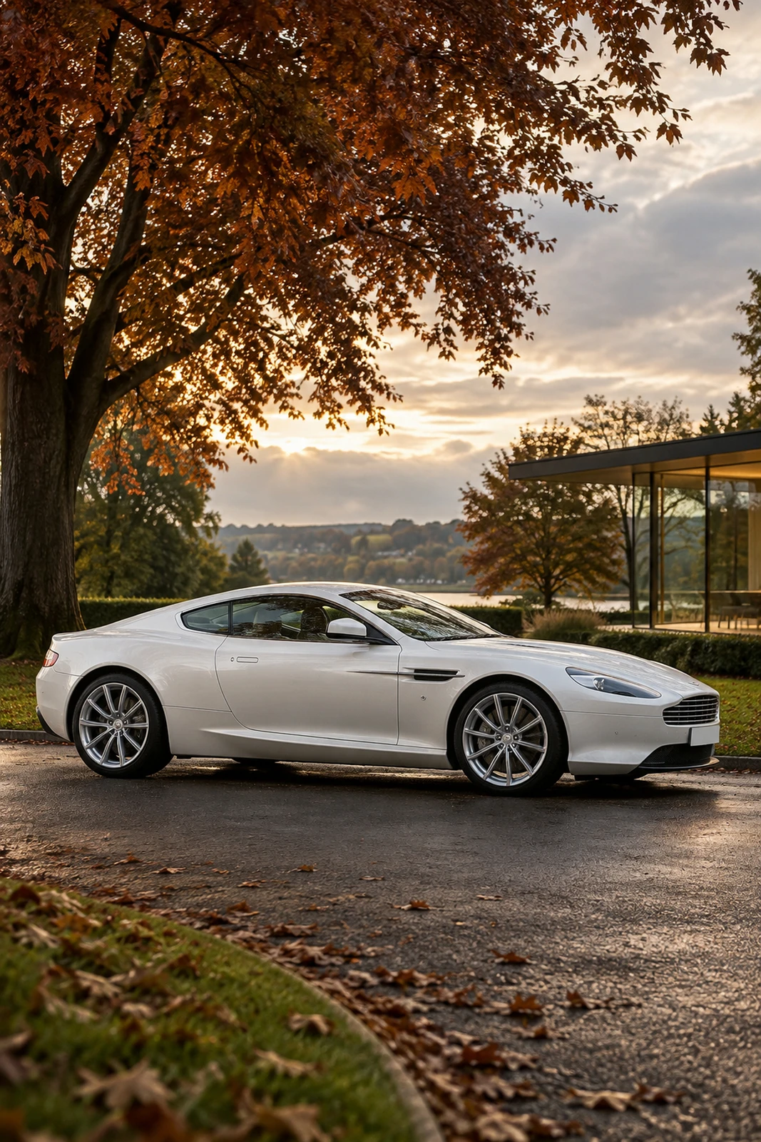 АВТО 1008419 Астон Мартин DB9 Белый Осенний парк