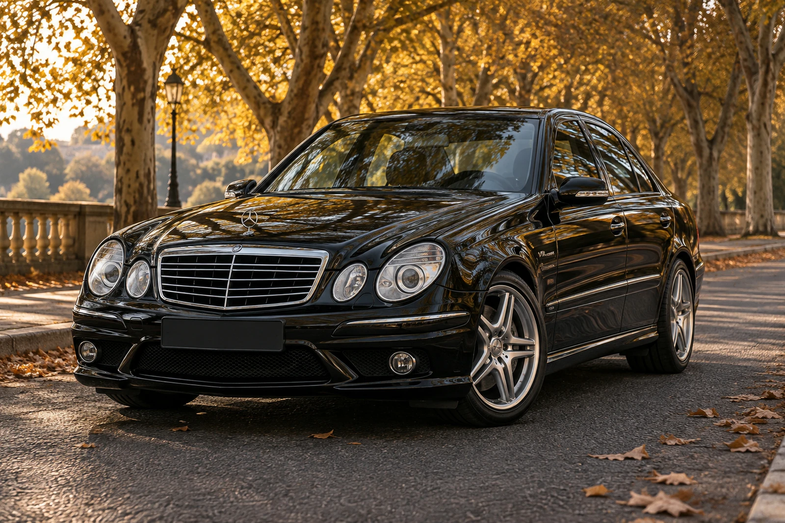 АВТО 1008258 Мерседес E55 чёрный Осенний бульвар