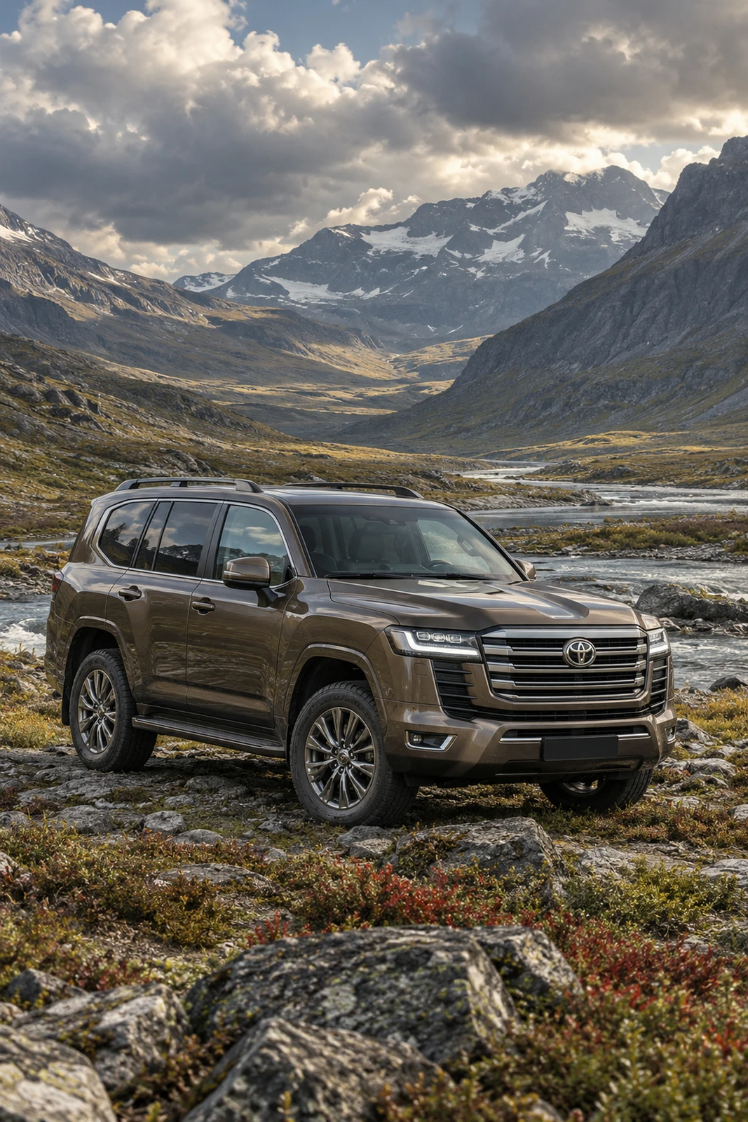 АВТО 1007489 бронзовый Toyota Land Cruiser в каменистой долине
