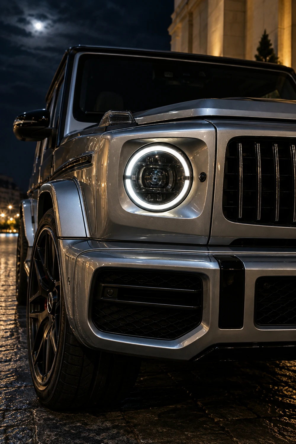 АВТО 1006914 Mercedes G63 AMG серебристый кольцо фары