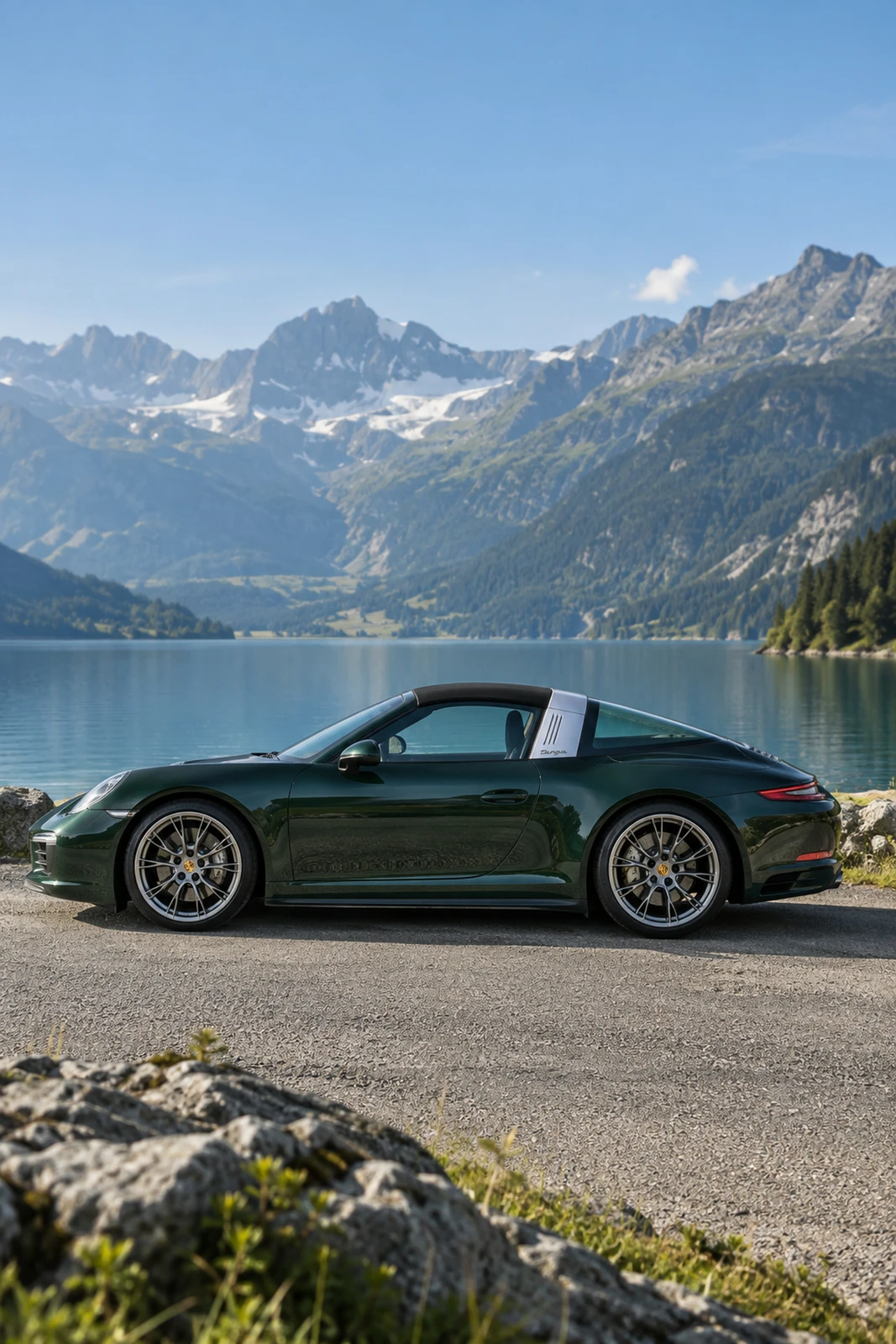 АВТО 1008223 Порше 911 Тарга зелёный Горное озеро