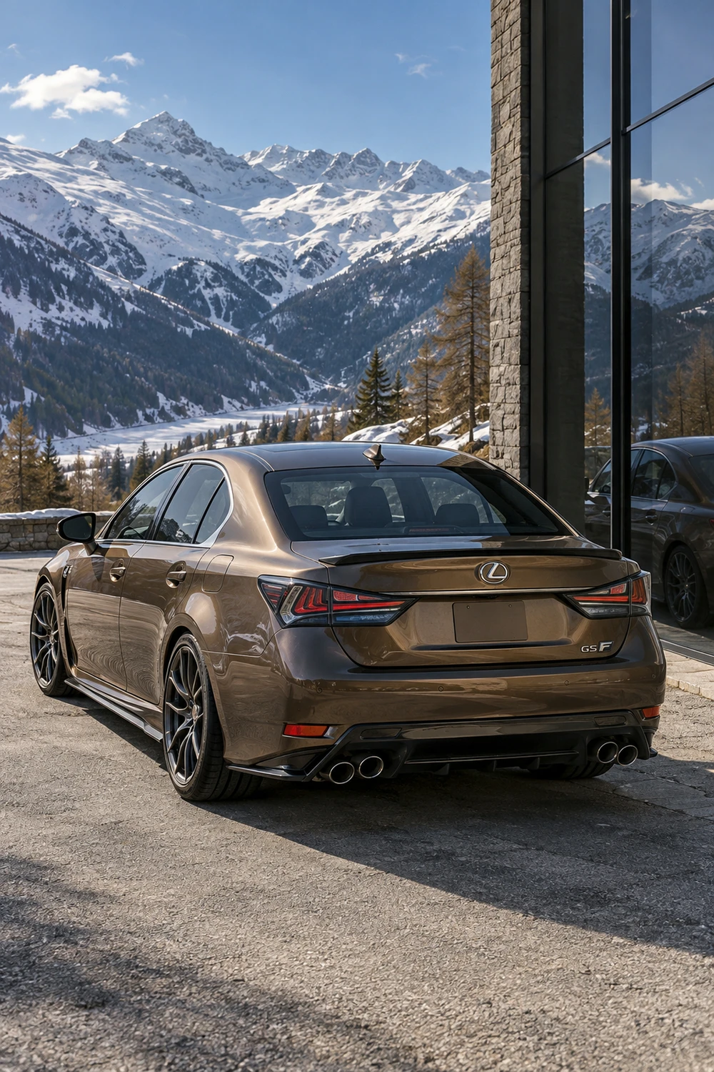 АВТО 1006894 Lexus GSF бронзовый лиственницы в снегу