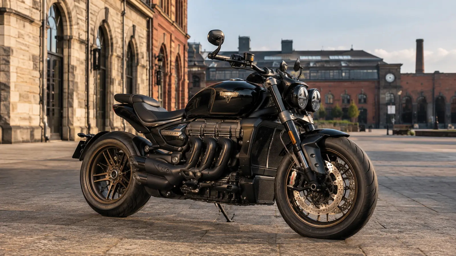 АВТО 1000280 чёрный Triumph Rocket 3 R на каменной площади