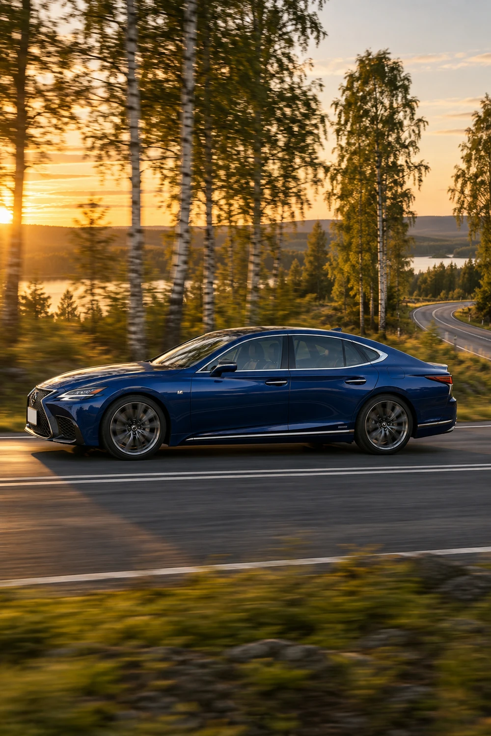 АВТО 1007269 Lexus LS500 синий лесная дорога