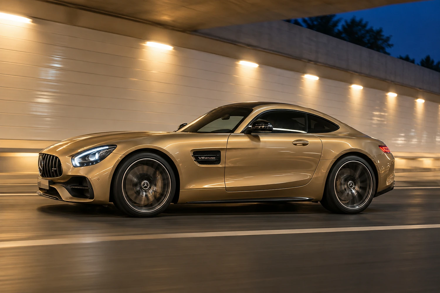 АВТО 1006721 Mercedes AMG GT C190 шампань светлый тоннель