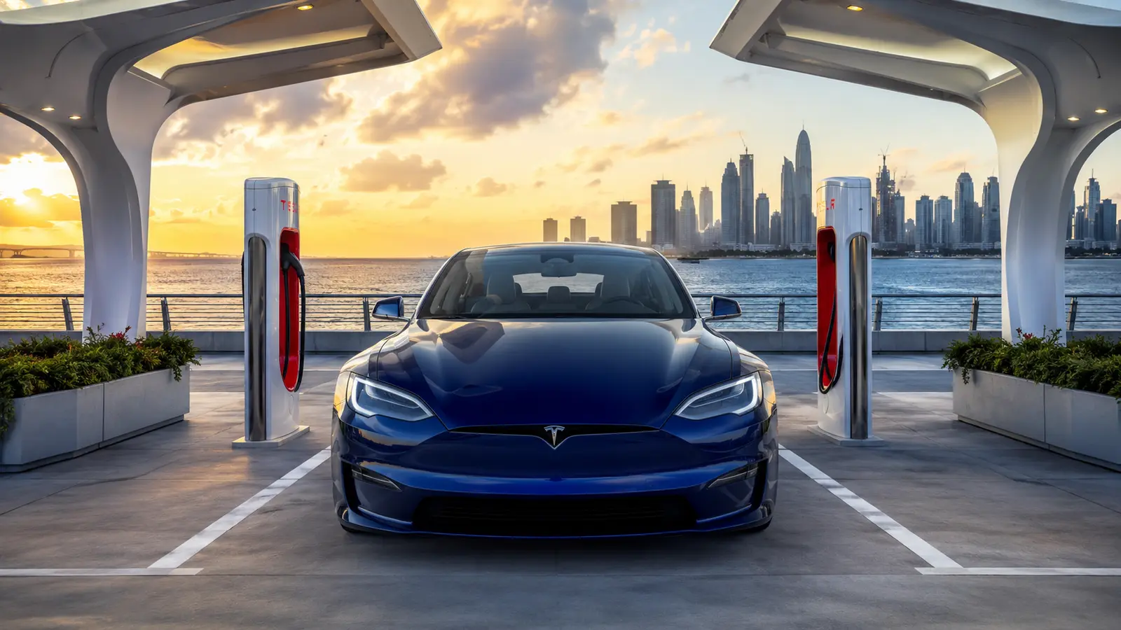 АВТО 1000531 белый Tesla Model S Plaid на проспекте