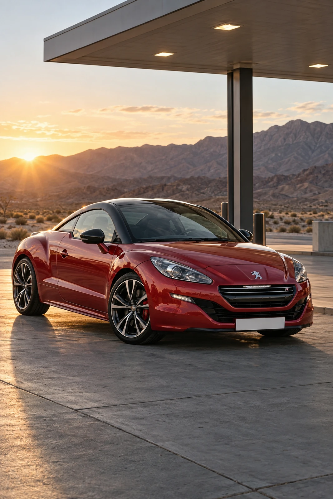 АВТО 1008607 Пежо RCZ R красный Пустынная АЗС Невады