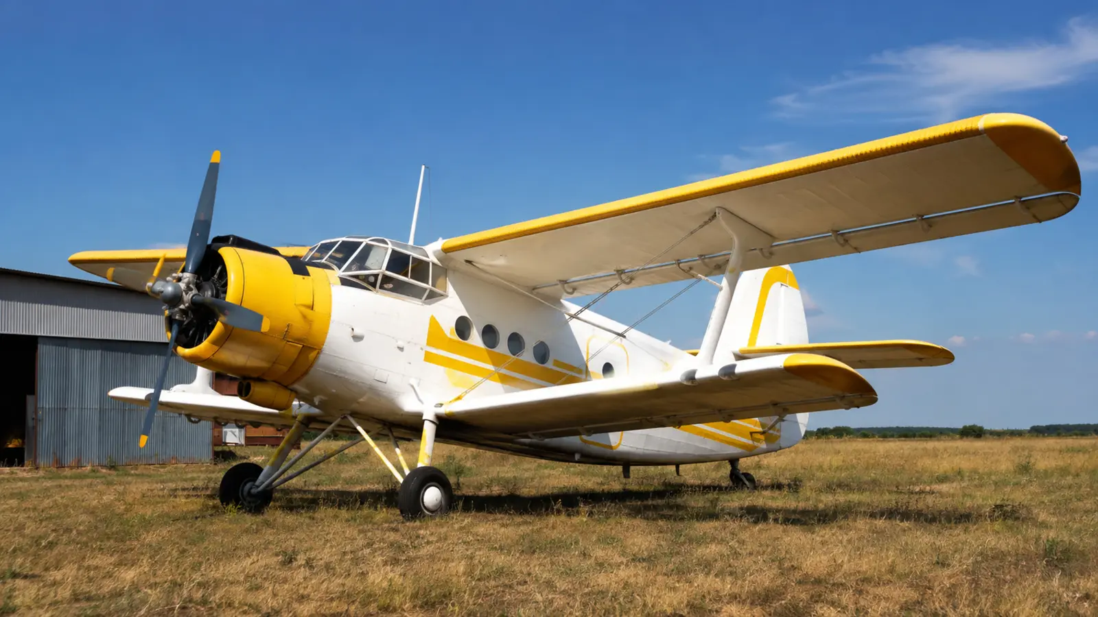 АВТО 1000346 самолёт Ан-2 у ангара