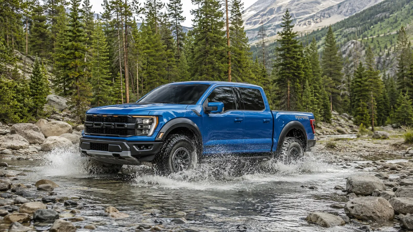 АВТО 1000055 синий Ford F-150 Raptor в горной реке