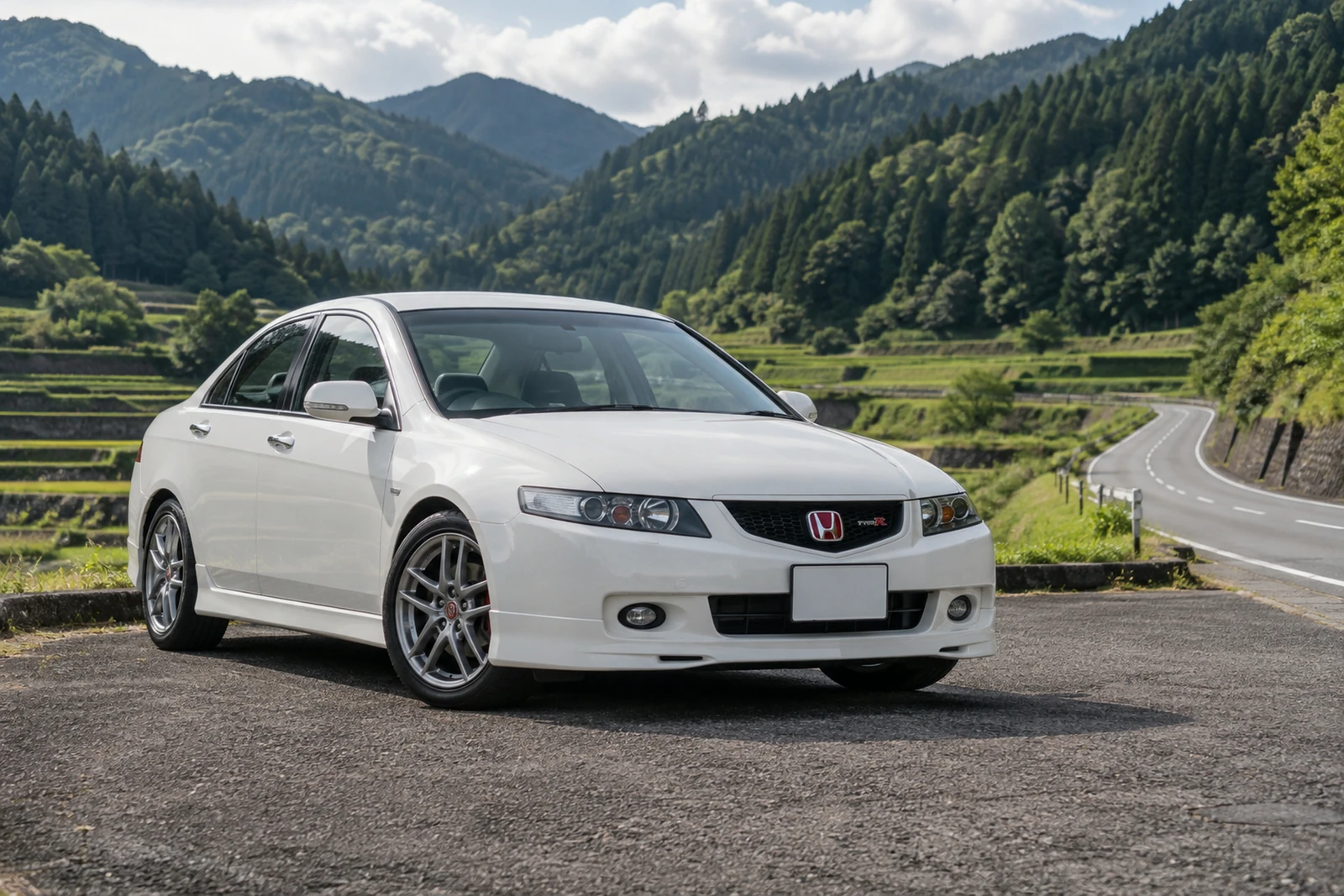 АВТО 1007656 белый Honda Accord Euro R на сельской дороге