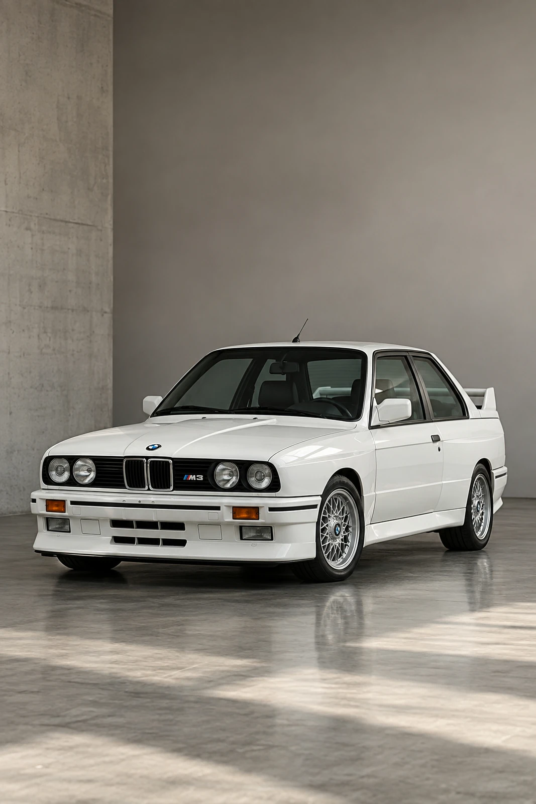 АВТО 1007557 белый BMW E30 M3 в минималистичной студии