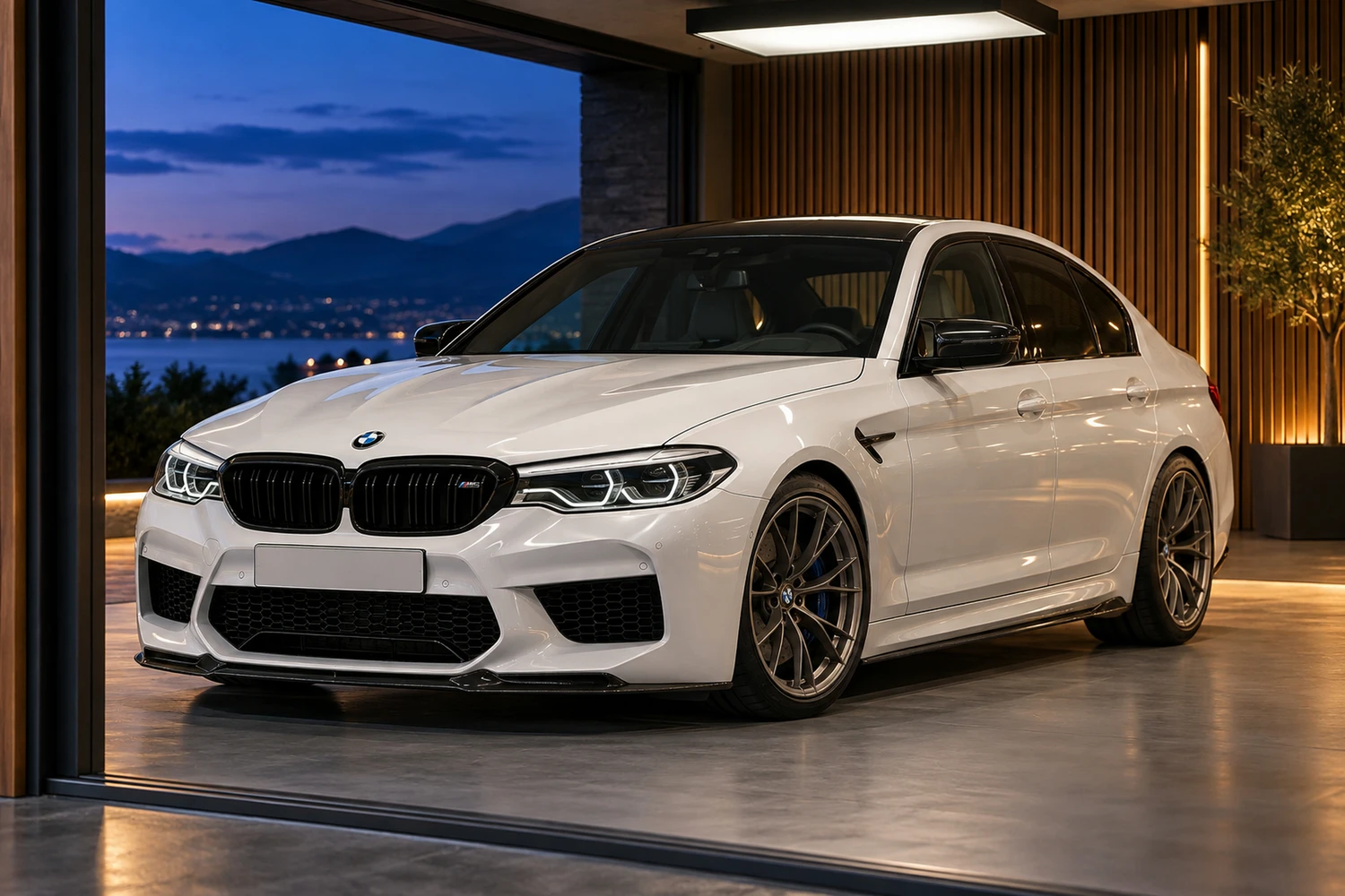 АВТО 1007145 BMW M5 F90 жемчужный белый бокс с ламелями