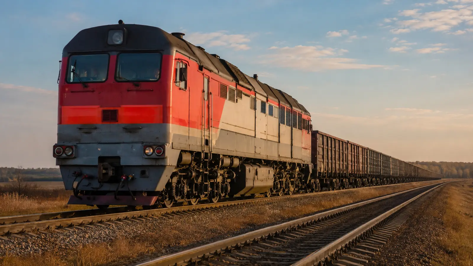 АВТО 1000351 дизельный товарный поезд в поле