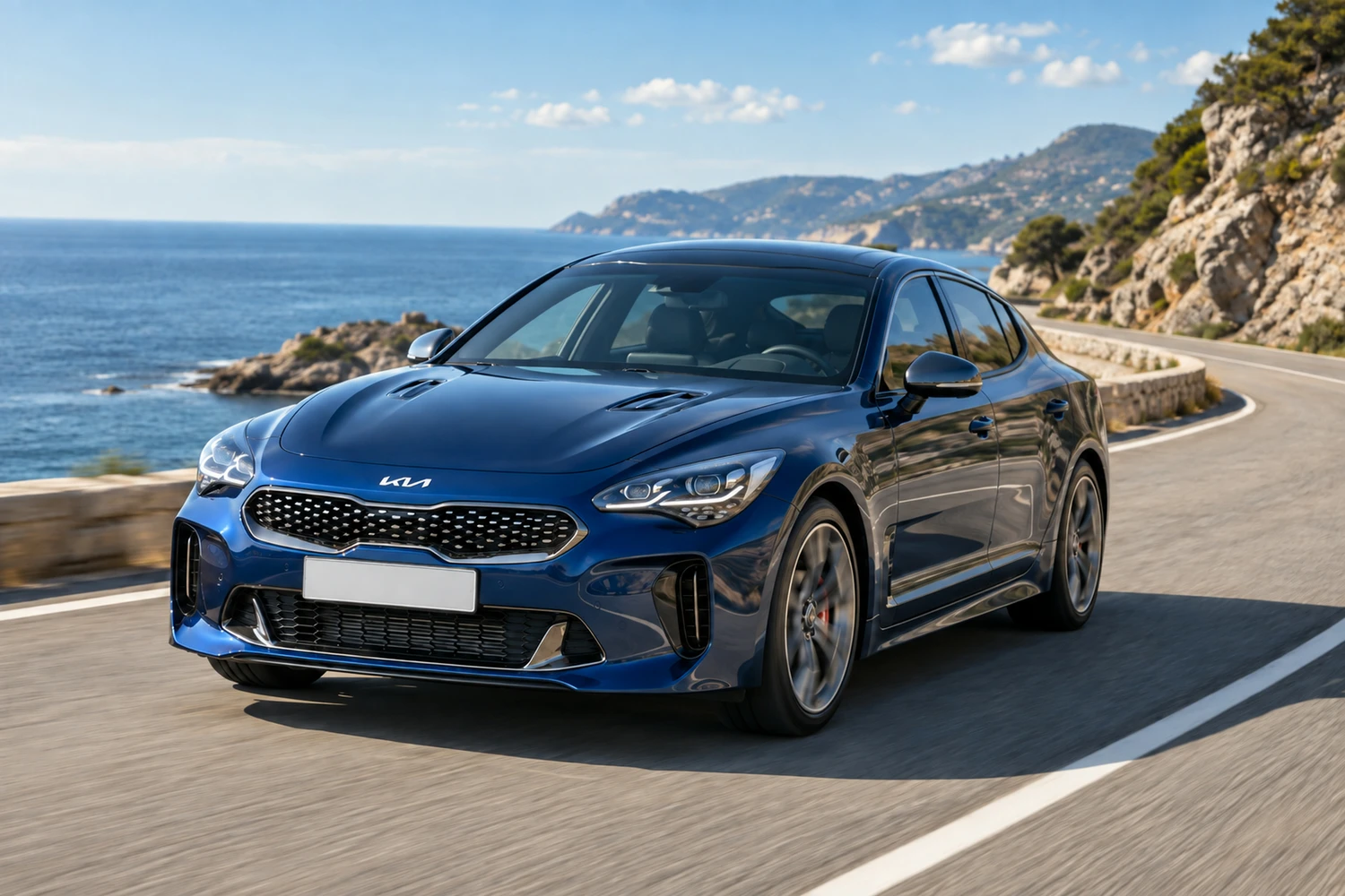 АВТО 1006758 Kia Stinger GT 2021 сапфировый прибрежный вираж
