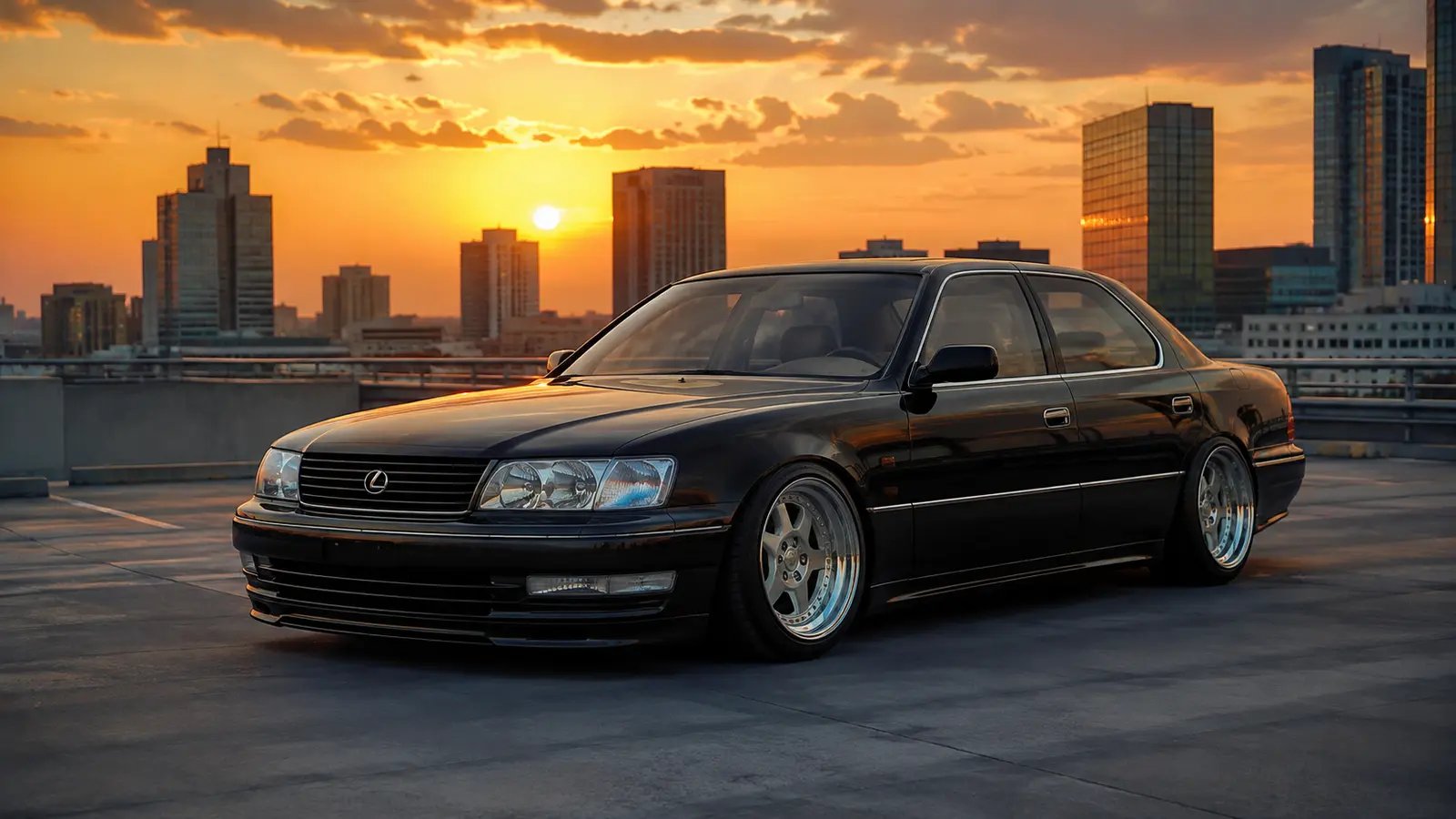 АВТО 1000509 белый Lexus LS 400 в старом городе