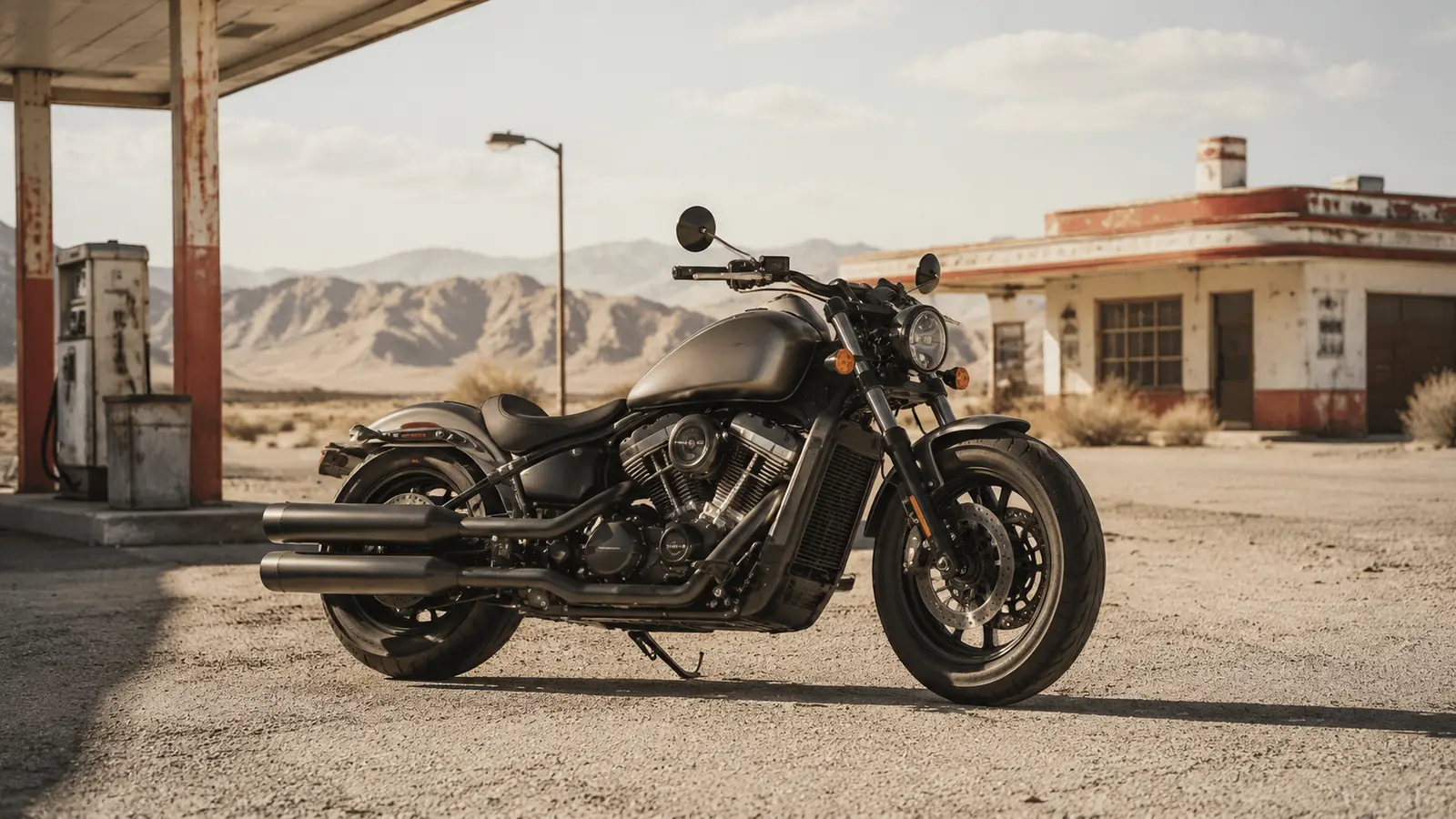 АВТО 1000261 чёрный Indian Scout Bobber у пустынной станции
