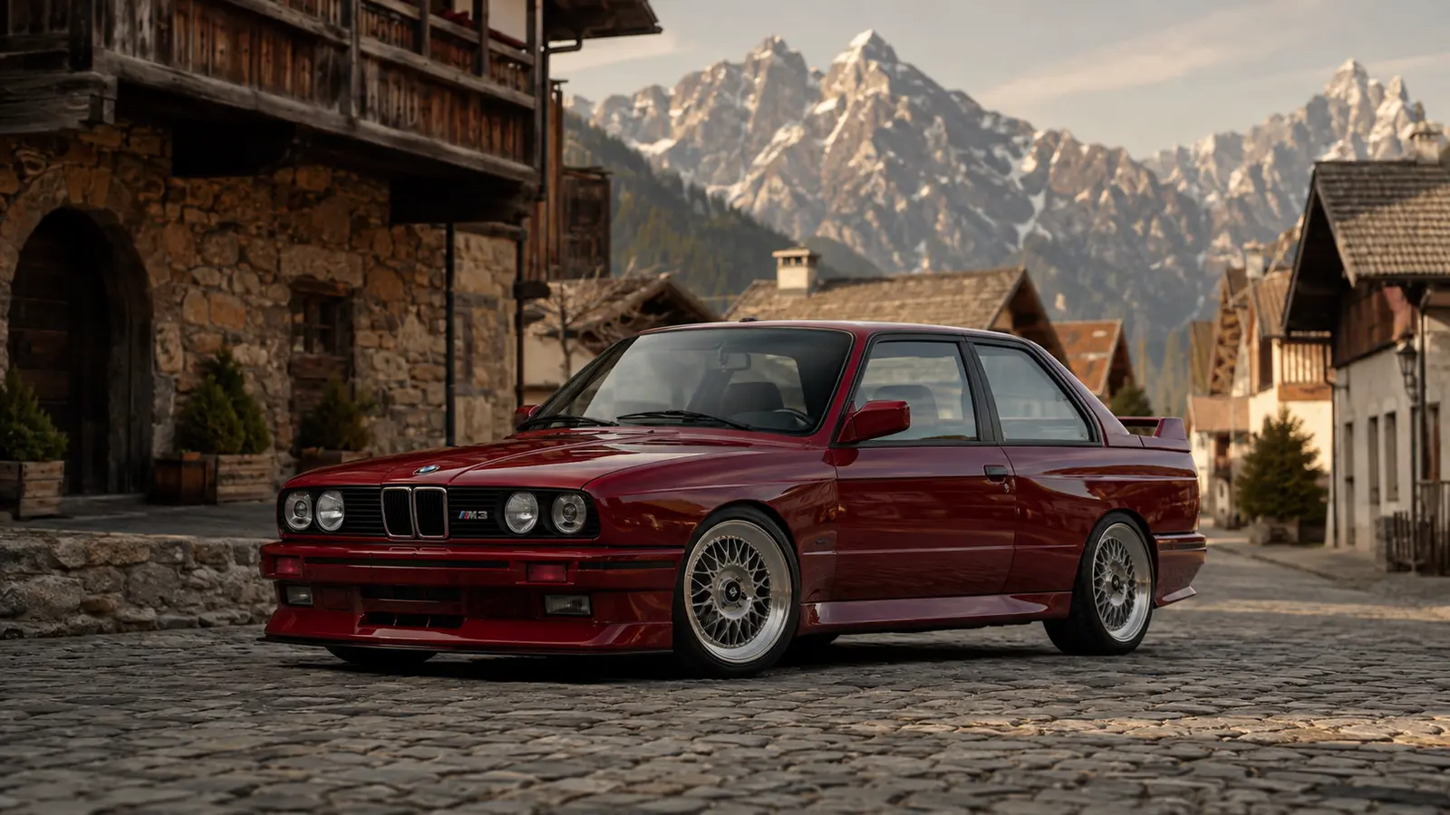 АВТО 1000186 красный BMW E30 M3 в альпийском посёлке
