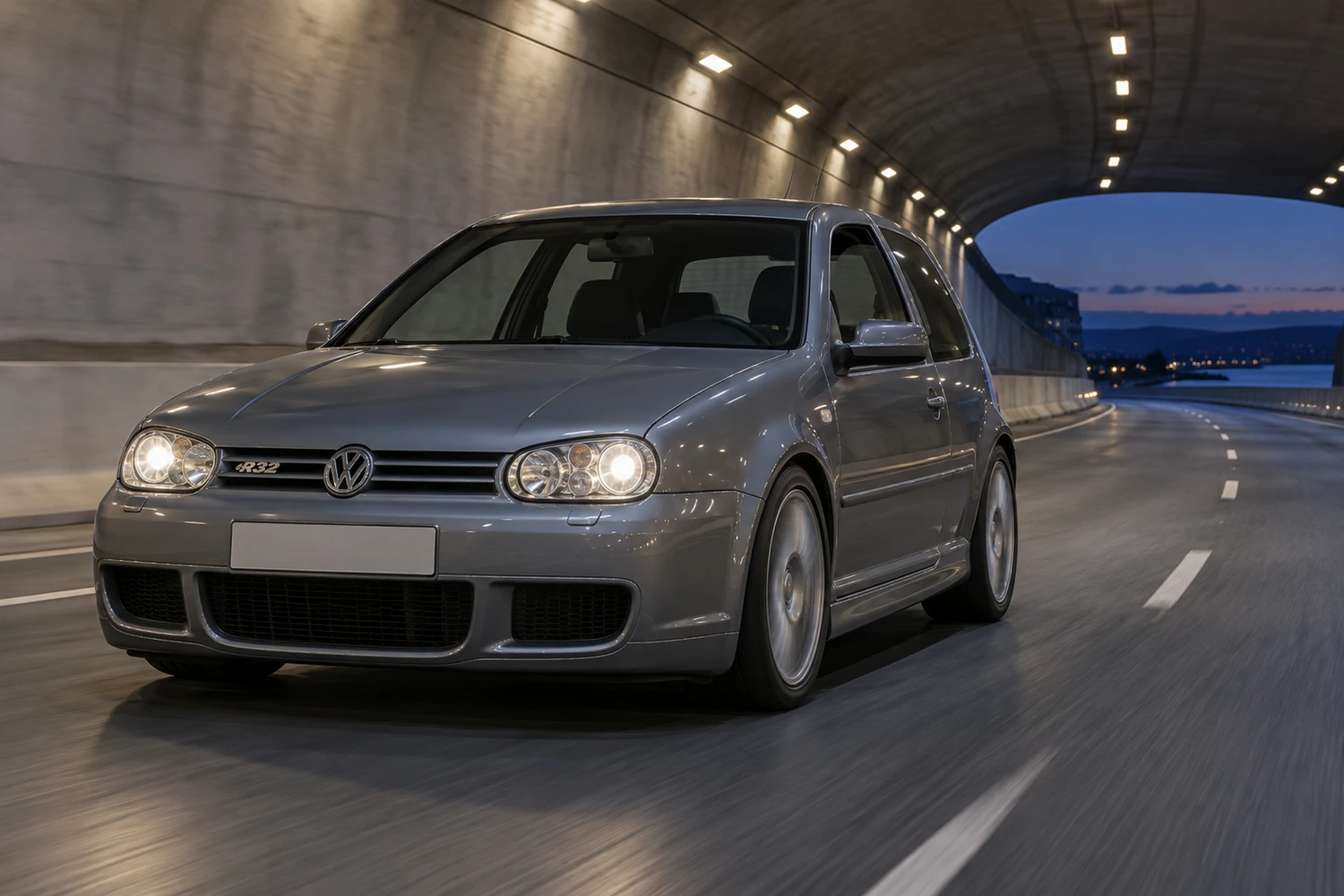 АВТО 1007193 Volkswagen Golf R32 Mk4 серый бетонный тоннель