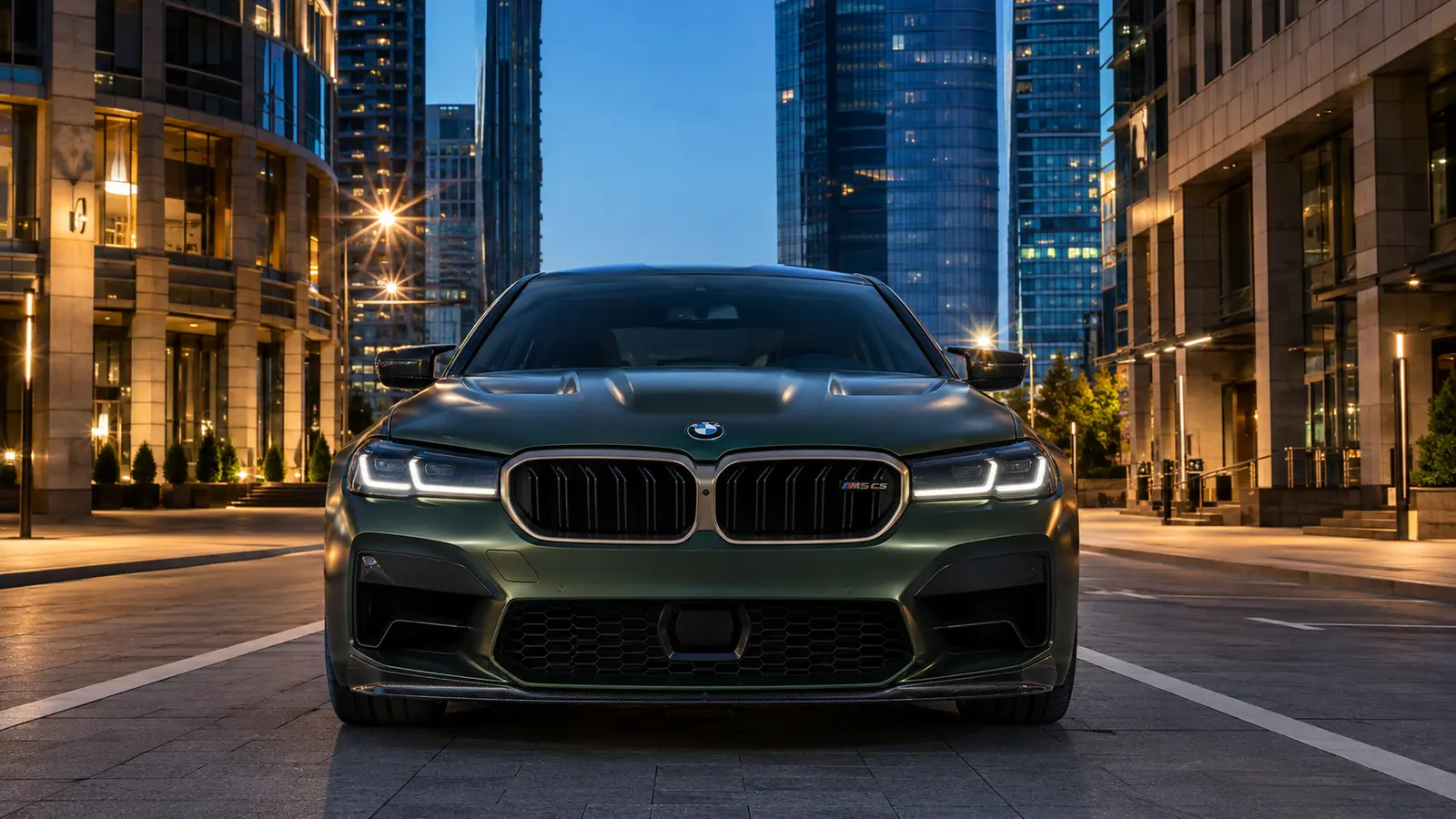 АВТО 1000402 тёмно-зелёный BMW M5 CS вид спереди