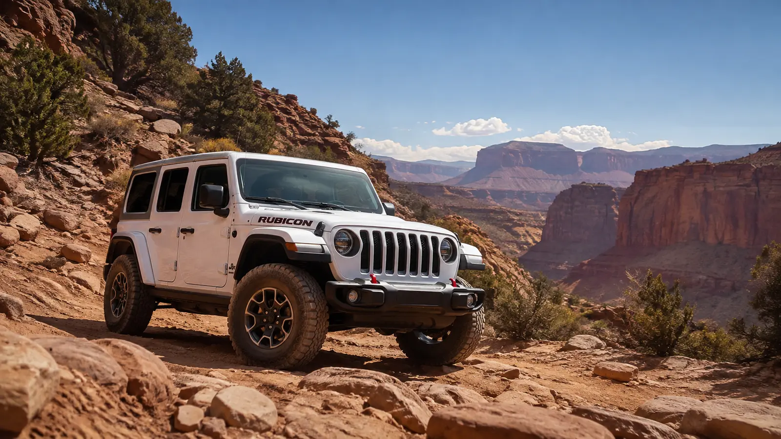 АВТО 1001477 Белый Jeep Wrangler Rubicon в каньоне Юты