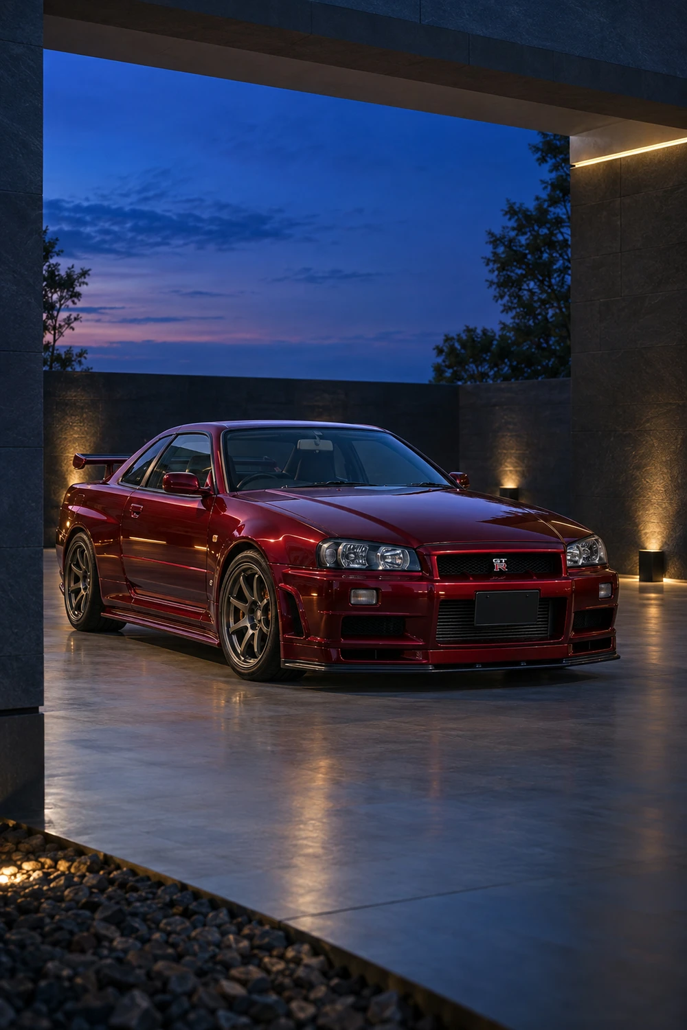 АВТО 1006801 Nissan Skyline GTR R34 гранатовый чёрный павильон