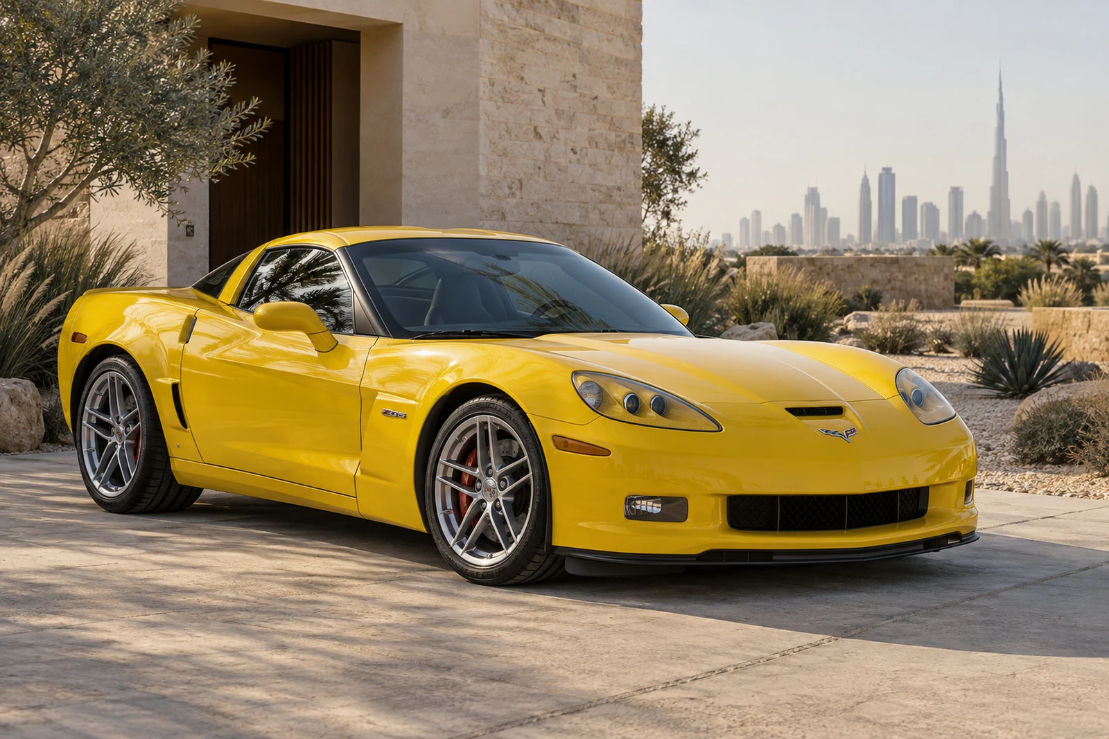 АВТО 1008662 Шевроле Corvette C6 Z06 жёлтый Дубайский сад пустыни