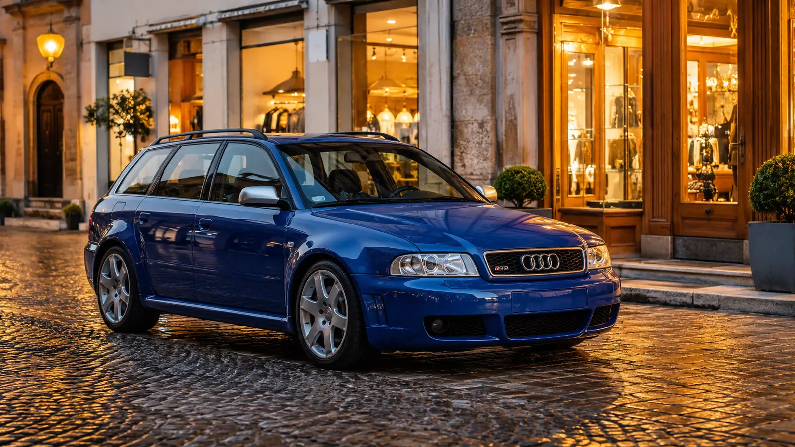 АВТО 1000508 синий Audi RS4 B5 у кирпичной архитектуры