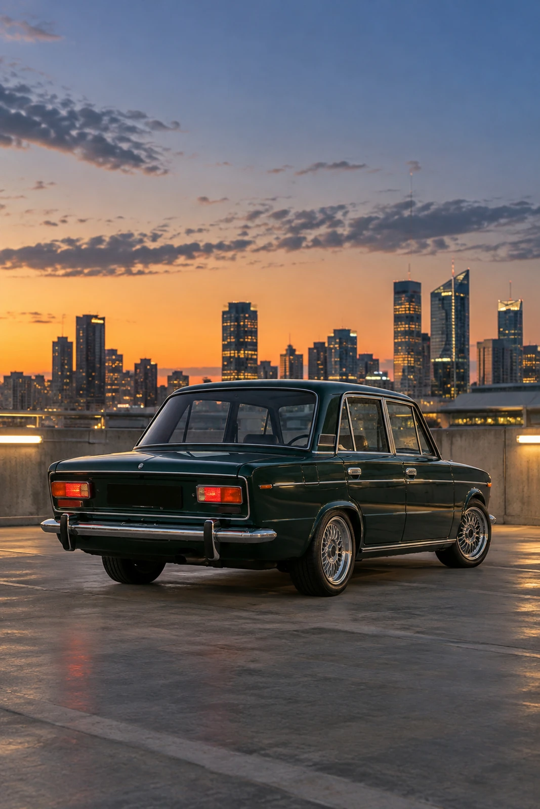 АВТО 1007649 зелёная Lada ВАЗ-2103 на крыше паркинга