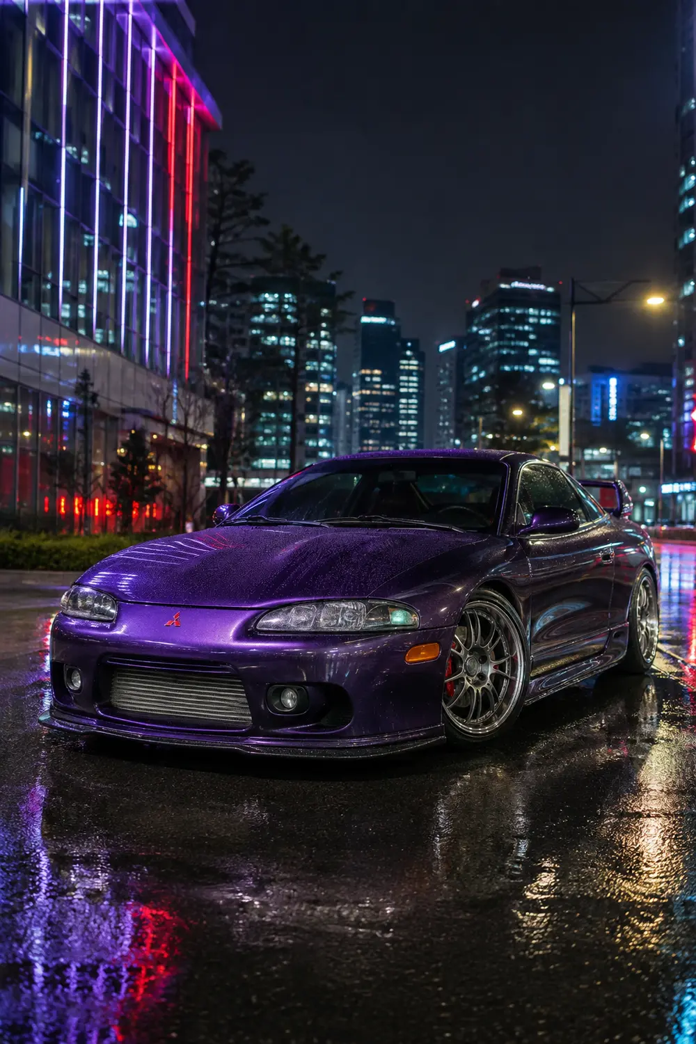 АВТО 1003955 фиолетовый Mitsubishi Eclipse GSX в ночном Сеуле