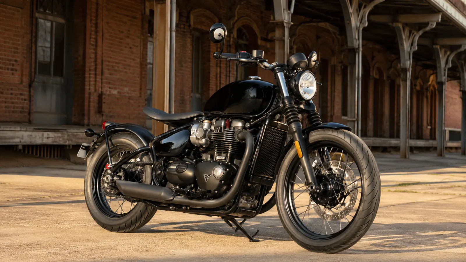 АВТО 1000210 чёрный Triumph Bonneville Bobber у кирпичного депо