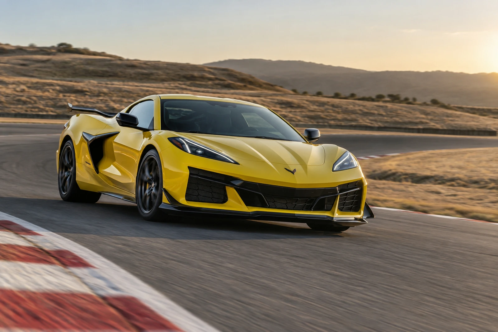 АВТО 1007592 жёлтый Chevrolet Corvette Z06 на треке