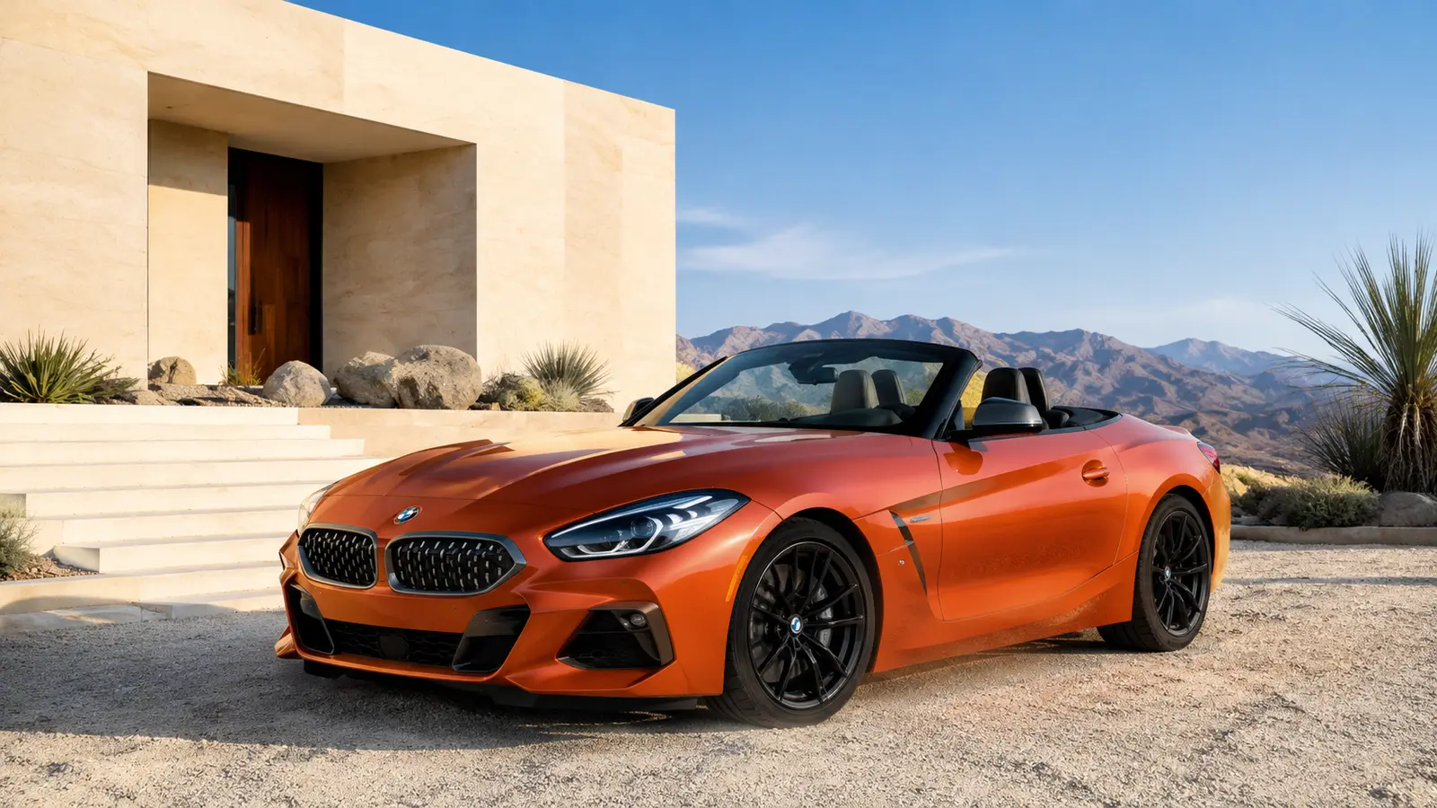 АВТО 1001502 Оранжевый BMW Z4 M40i у пустынной виллы